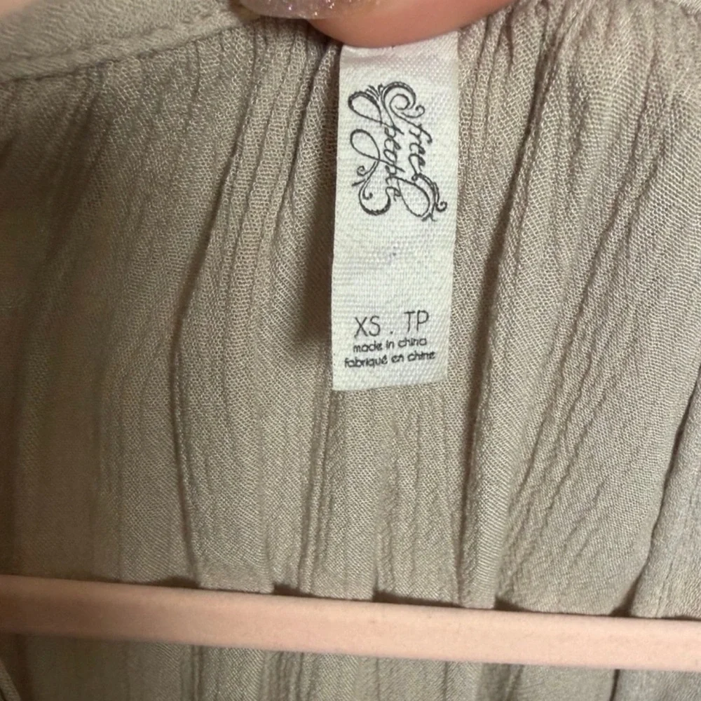 Free People Beige Tie-Front Blouse - Picture 3 of 3